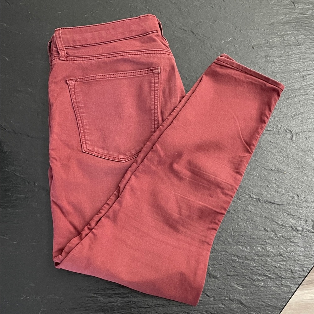 Topshop Burgundy Skinny Jeans